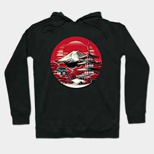 Mount Fuji in Crimson - Japanese Hoodie